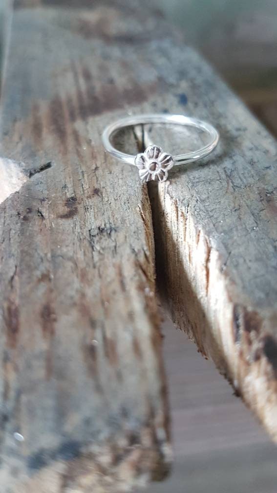 Sterling Silver Flower Stacking Ring