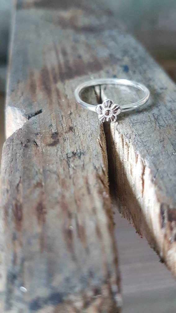 Sterling Silver Flower Stacking Ring