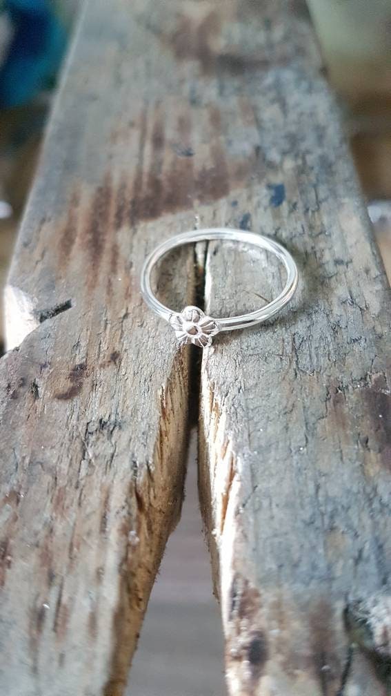 Sterling Silver Flower Stacking Ring