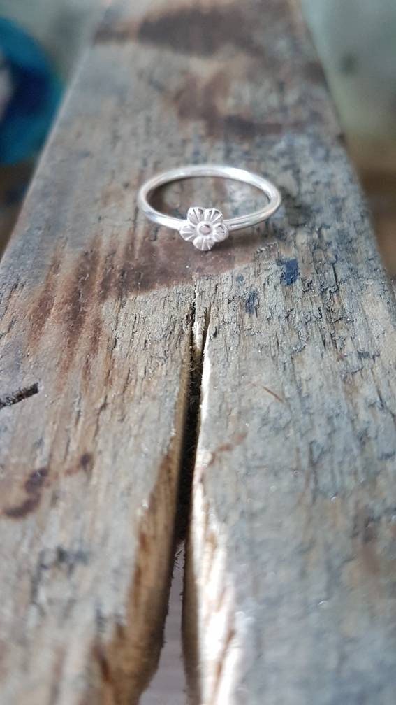 Sterling Silver Flower Stacking Ring