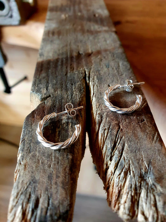 Sterling Silver Twisted Hoops