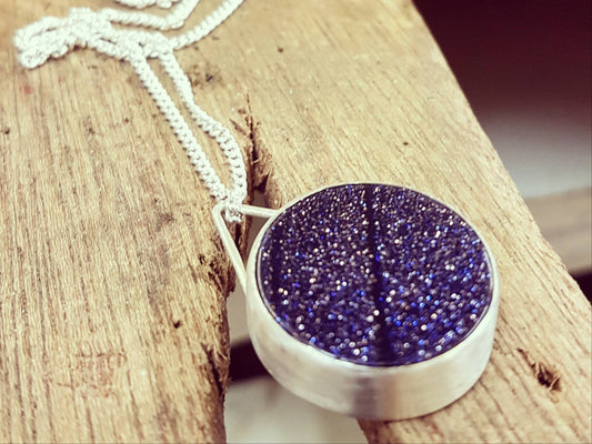 Blue Gold Stone Silver Pendant