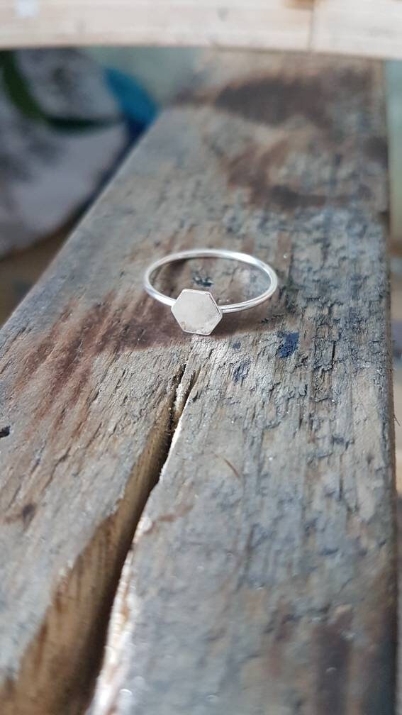 Sterling silver Hexagon Stacking Ring