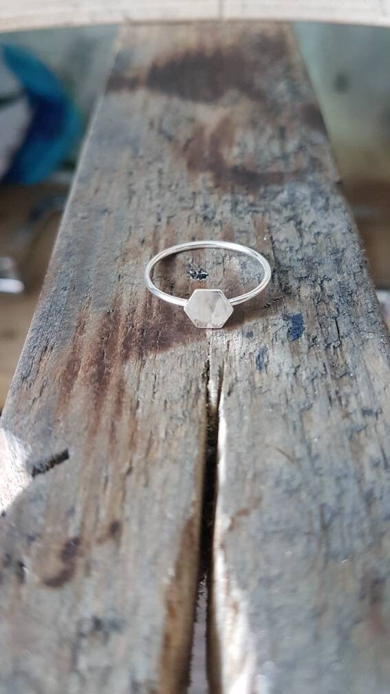 Sterling silver Hexagon Stacking Ring