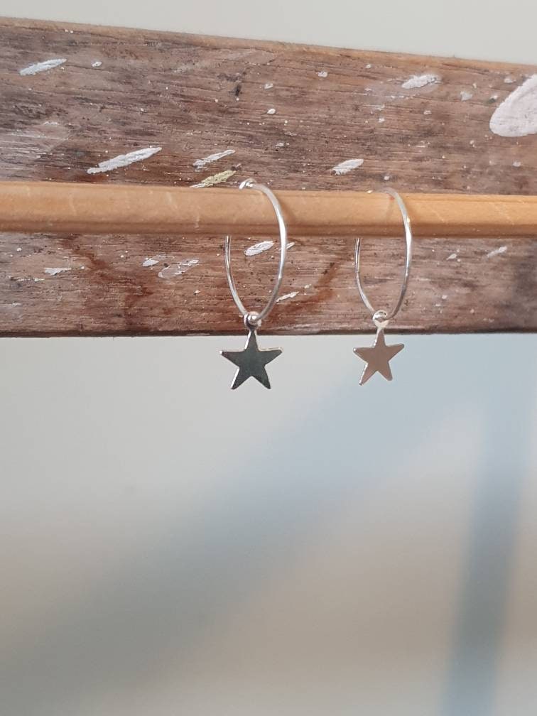 Sterling silver charm hoops