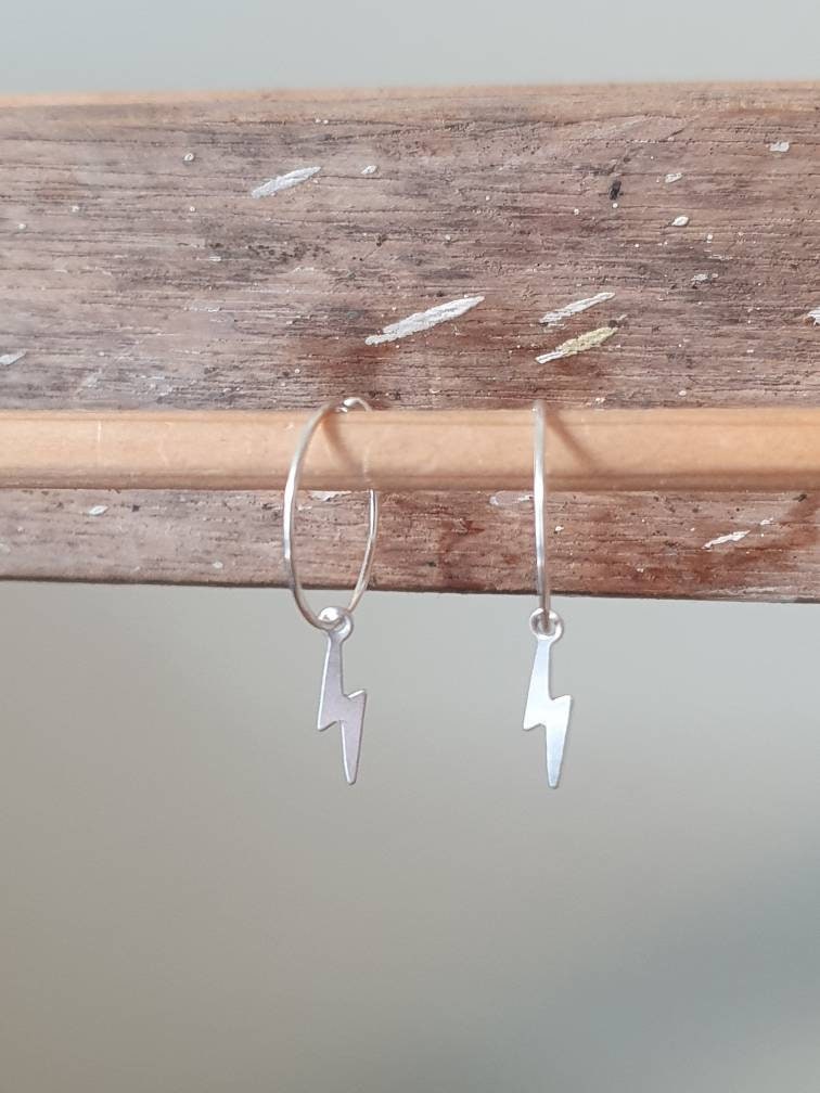 Sterling silver charm hoops
