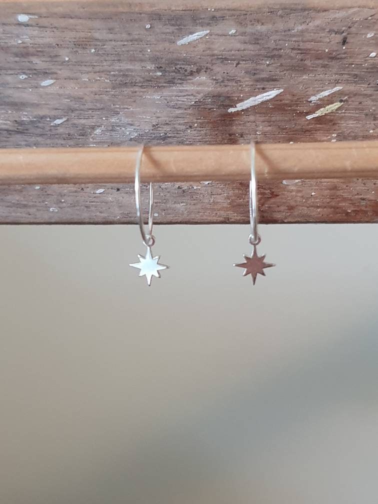 Sterling silver charm hoops