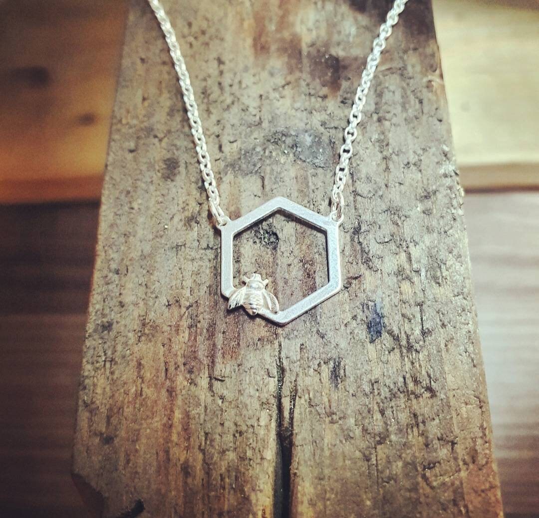 Hexagon Bee Pendant
