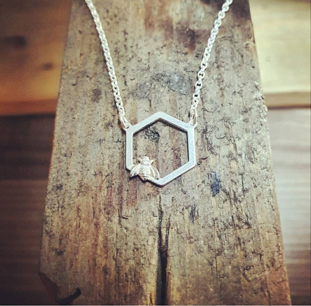 Hexagon Bee Pendant