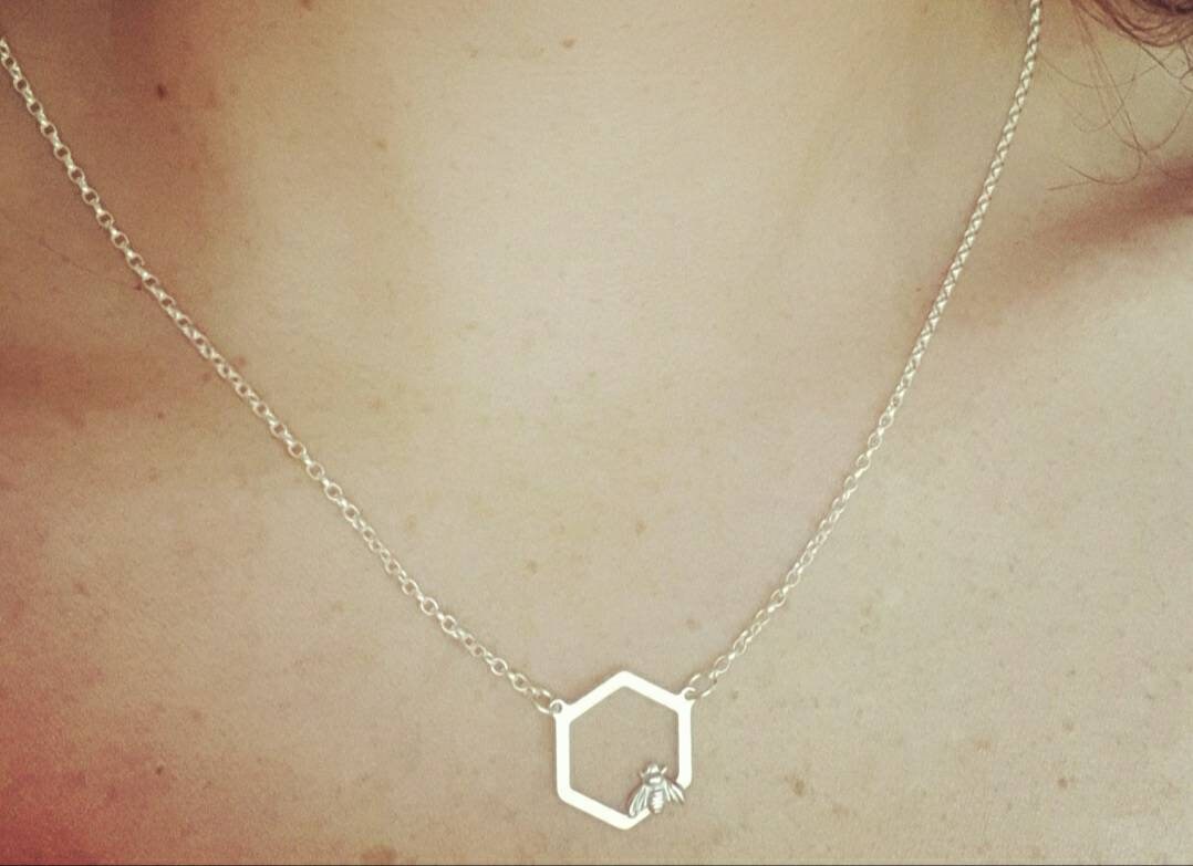 Hexagon Bee Pendant