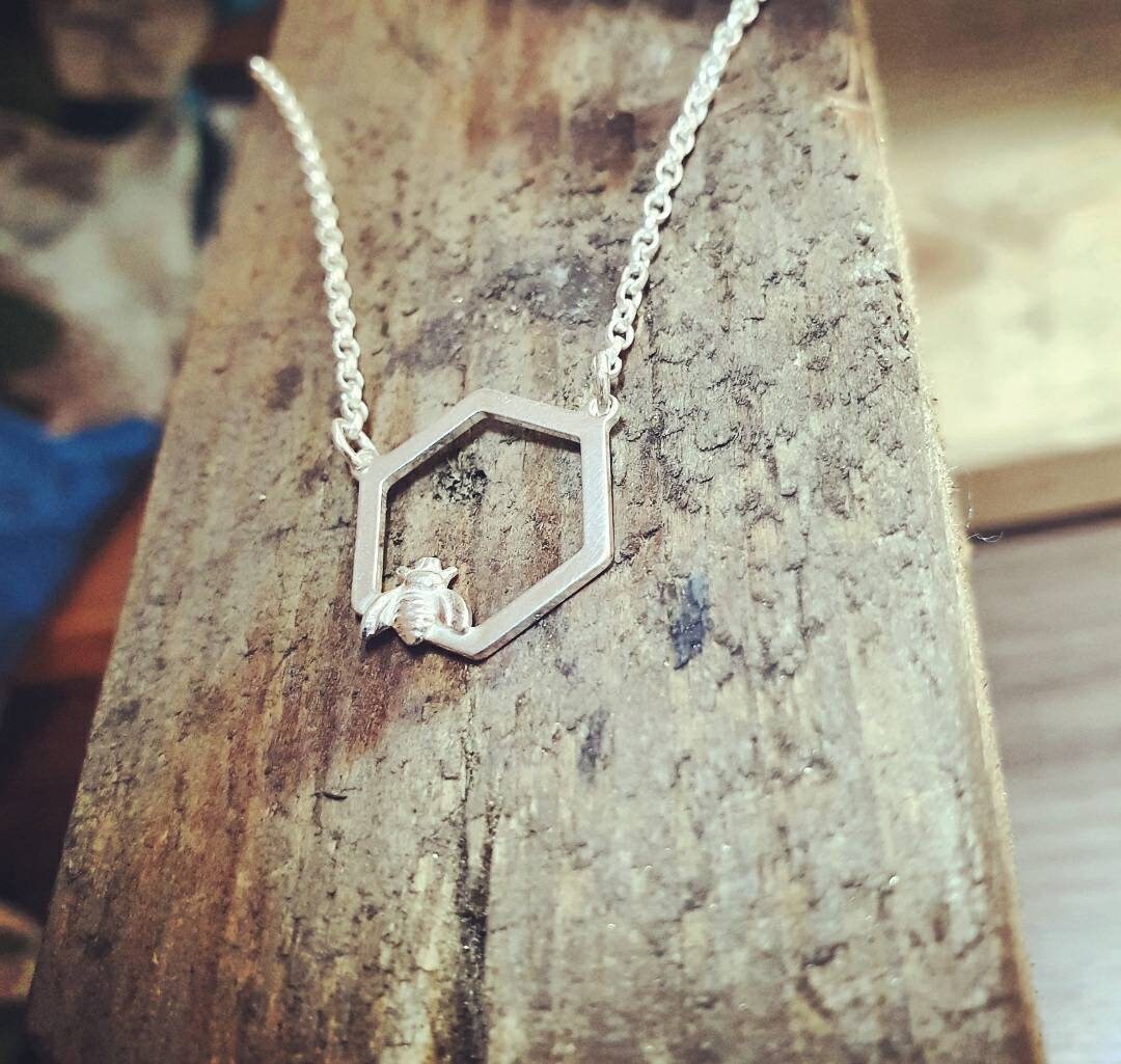 Hexagon Bee Pendant